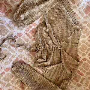 Tan Textured Long Sleeve Top